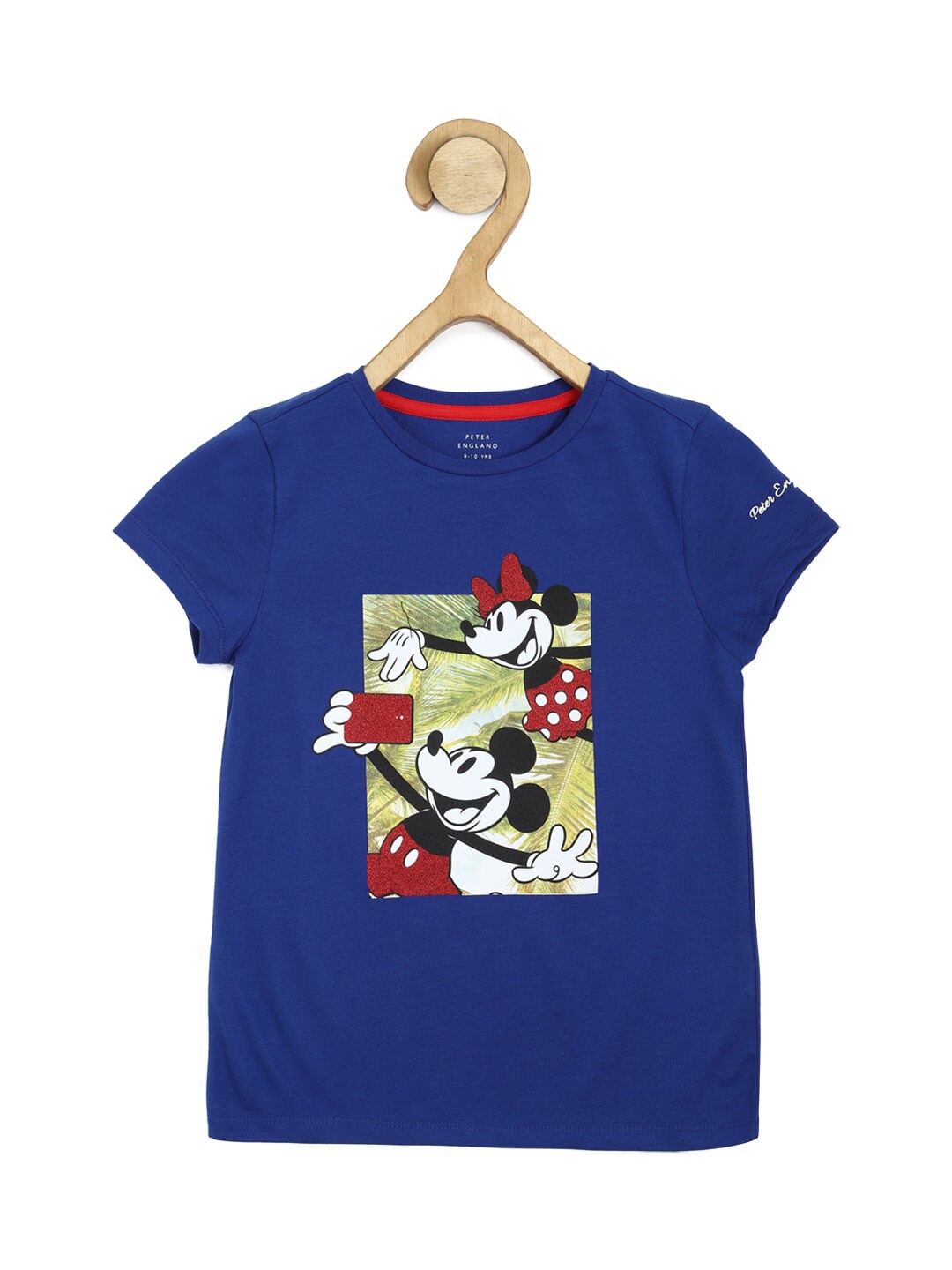 

Peter England Girls Mickey & Minnie Mouse Graphic Printed Casual T-shirt, Blue
