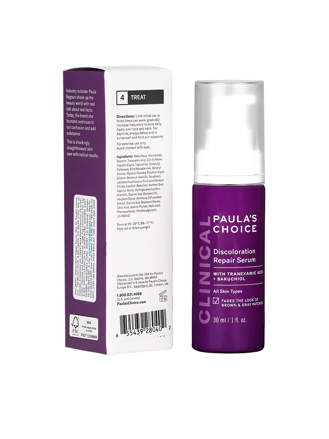 

Paulas Choice Clinical Discoloration Repair Serum with Tranexemic Acid - 30 ml, White
