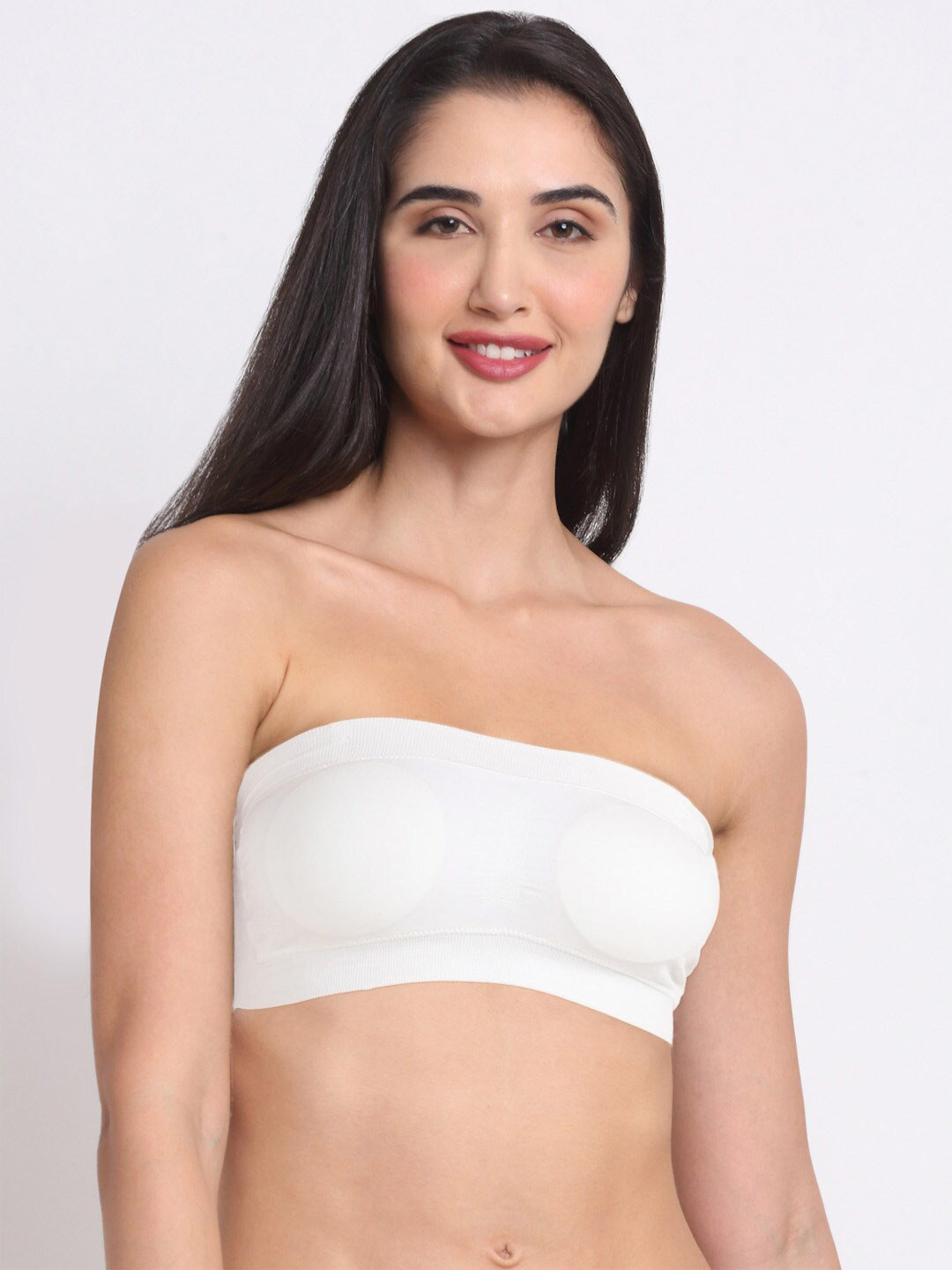 

Ennoble Full Coverage Lightly Padded Bandeau Bra With All Day Comfort, White