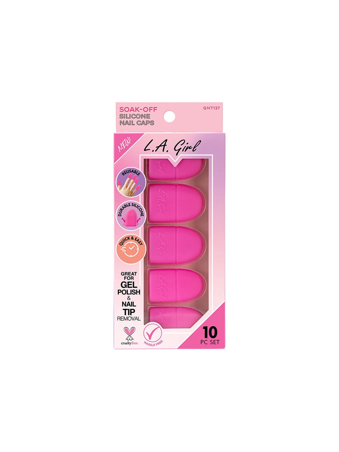 

L.A Girl 10 Pcs Soak-Off Silicone Nail Cap - Pink