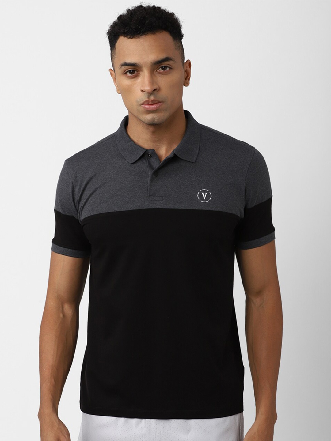 

Van Heusen Flex Colourblocked Polo Collar Cotton T-shirt, Black