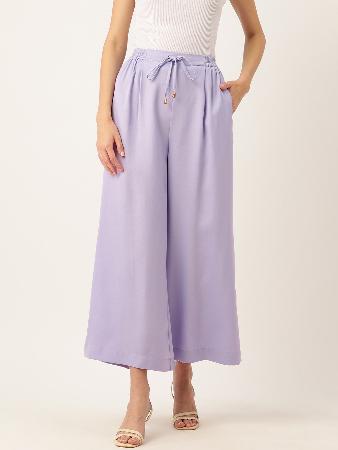 

Rue Collection Relaxed Loose Fit High-Rise Pleated Culottes, Lavender