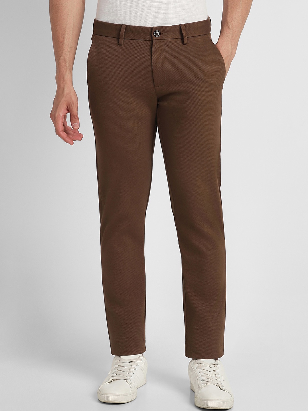 

Allen Solly Men Tailored Slim Fit Trousers, Brown