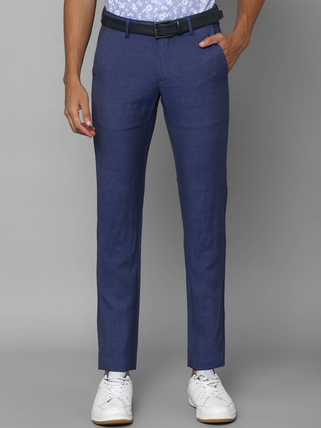 

Allen Solly Men Slim Fit Mid-Rise Trousers, Navy blue
