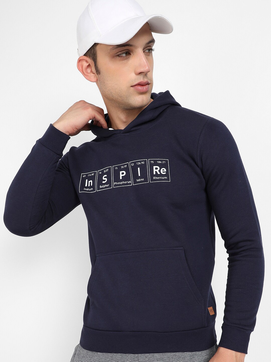 

Campus Sutra Typography Printed Cotton Sweatshirt, Navy blue