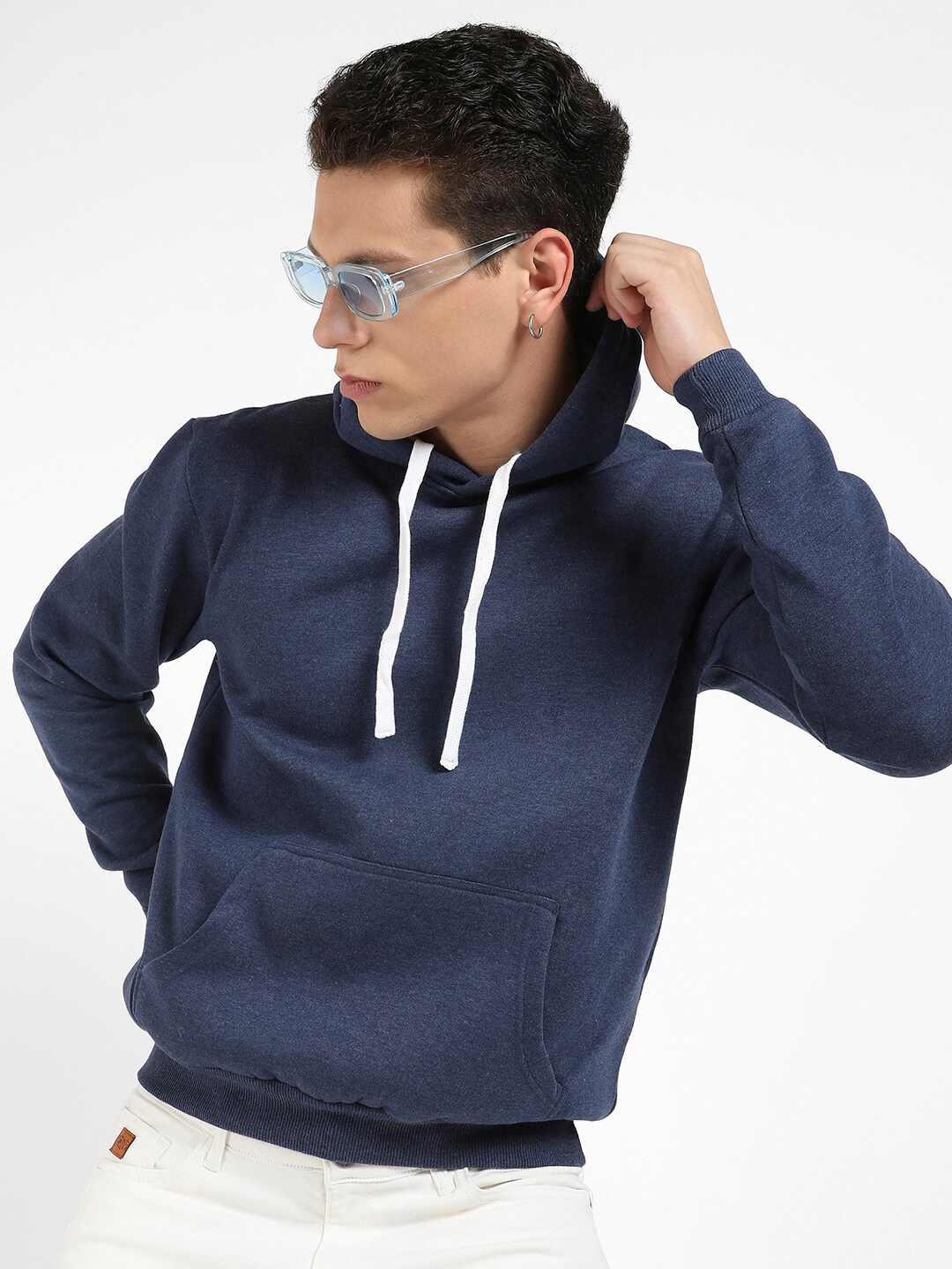 

Campus Sutra Hooded Cotton Pullover Sweatshirt, Blue