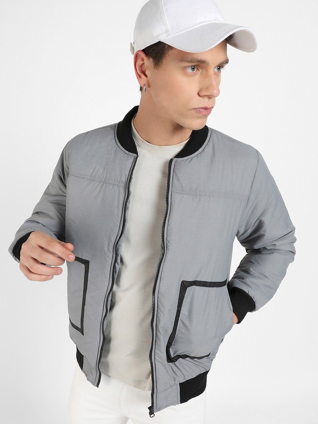 

Campus Sutra Windcheater Puffer Jacket, Grey