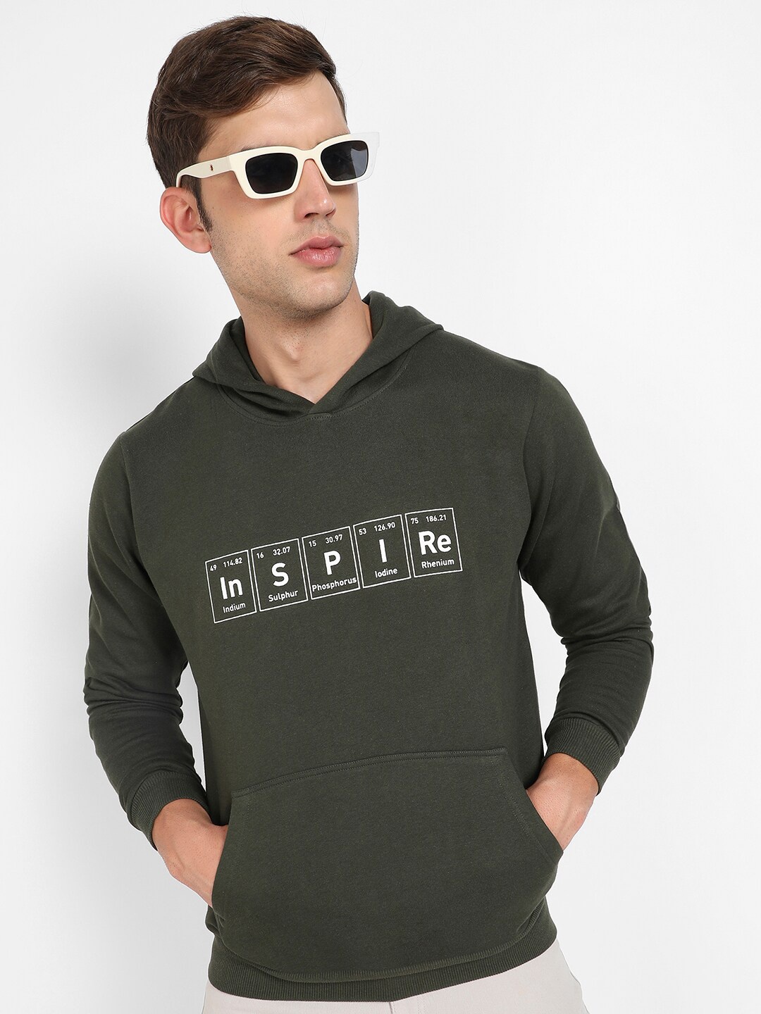 

Campus Sutra Typography Printed Cotton Sweatshirt, Green