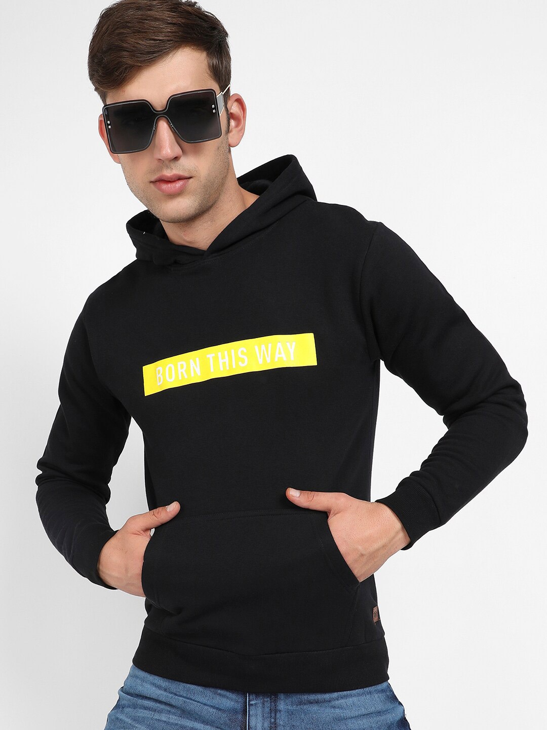 

Campus Sutra Typography Printed Cotton Sweatshirt, Black