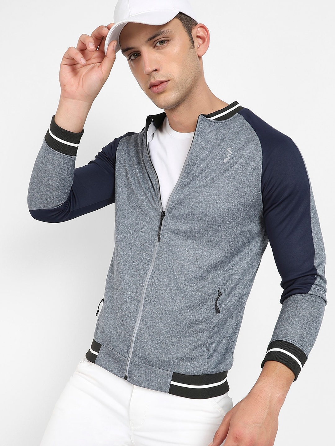 

Campus Sutra Colourblocked Windcheater Bomber Jacket, Grey