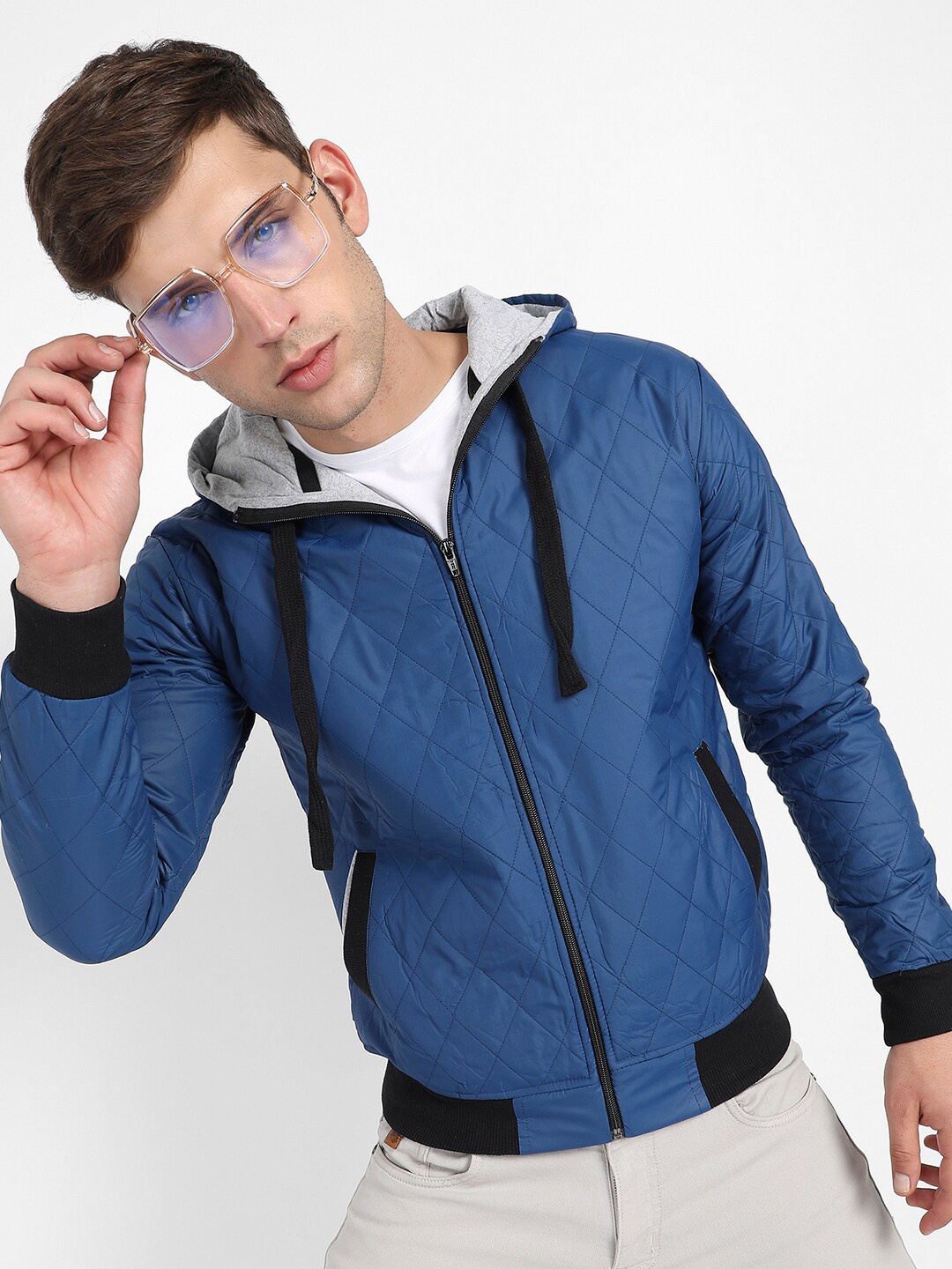 

Campus Sutra Windcheater Quilted Jacket, Blue