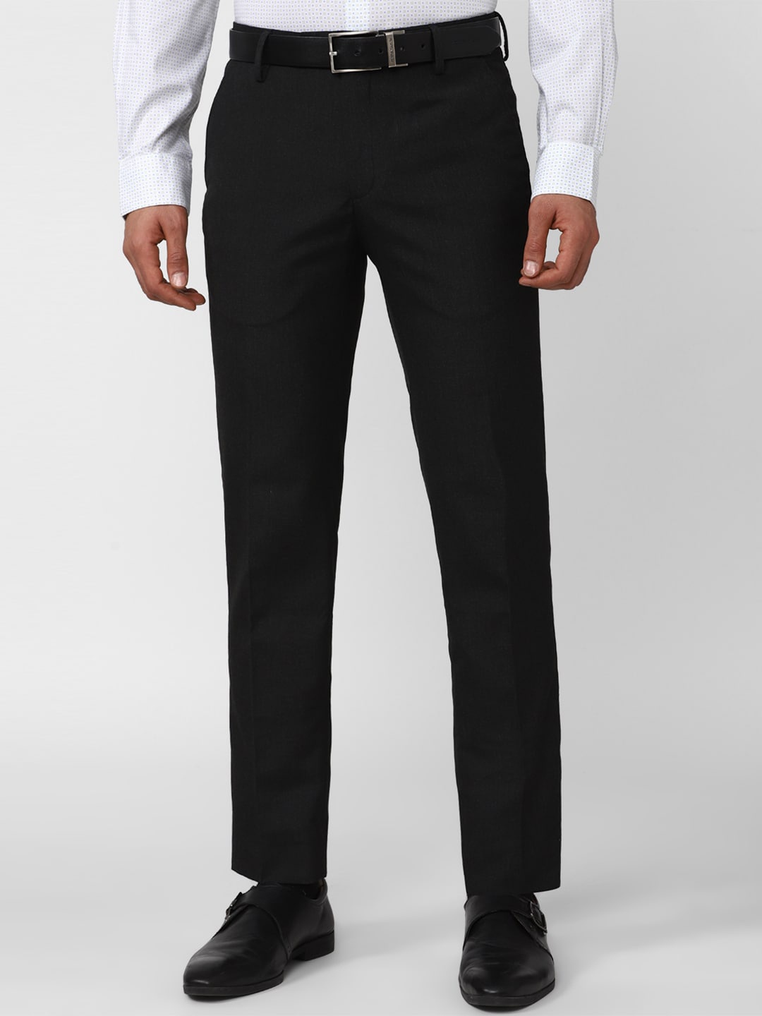 

Peter England Men Slim Fit Formal Trousers, Black
