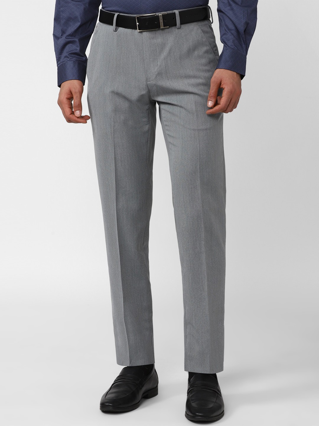 

Peter England Men Slim Fit Mid-Rise Formal Trousers, Grey