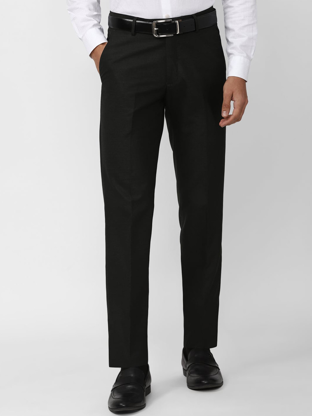 

Peter England Men Slim Fit Formal Trousers, Black