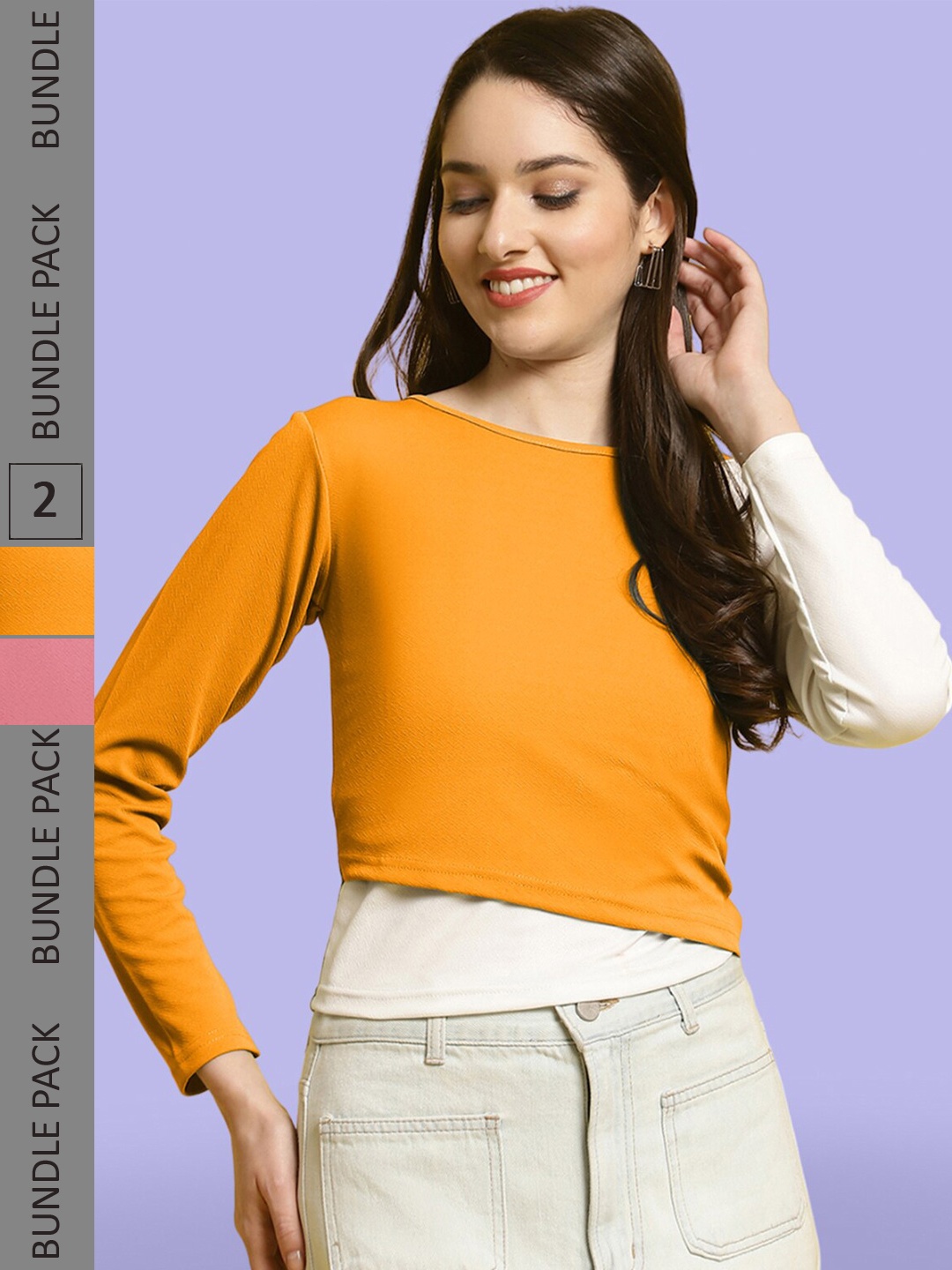

BAESD Pack Of 2 Sweetheart Neck Puff Sleeve Wrap Top, Orange