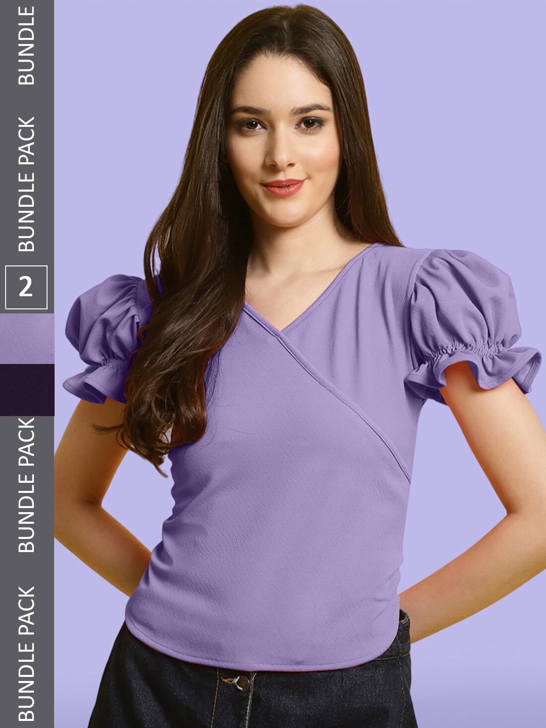 

BAESD Pack of 2 Puff Sleeve Tops, Lavender