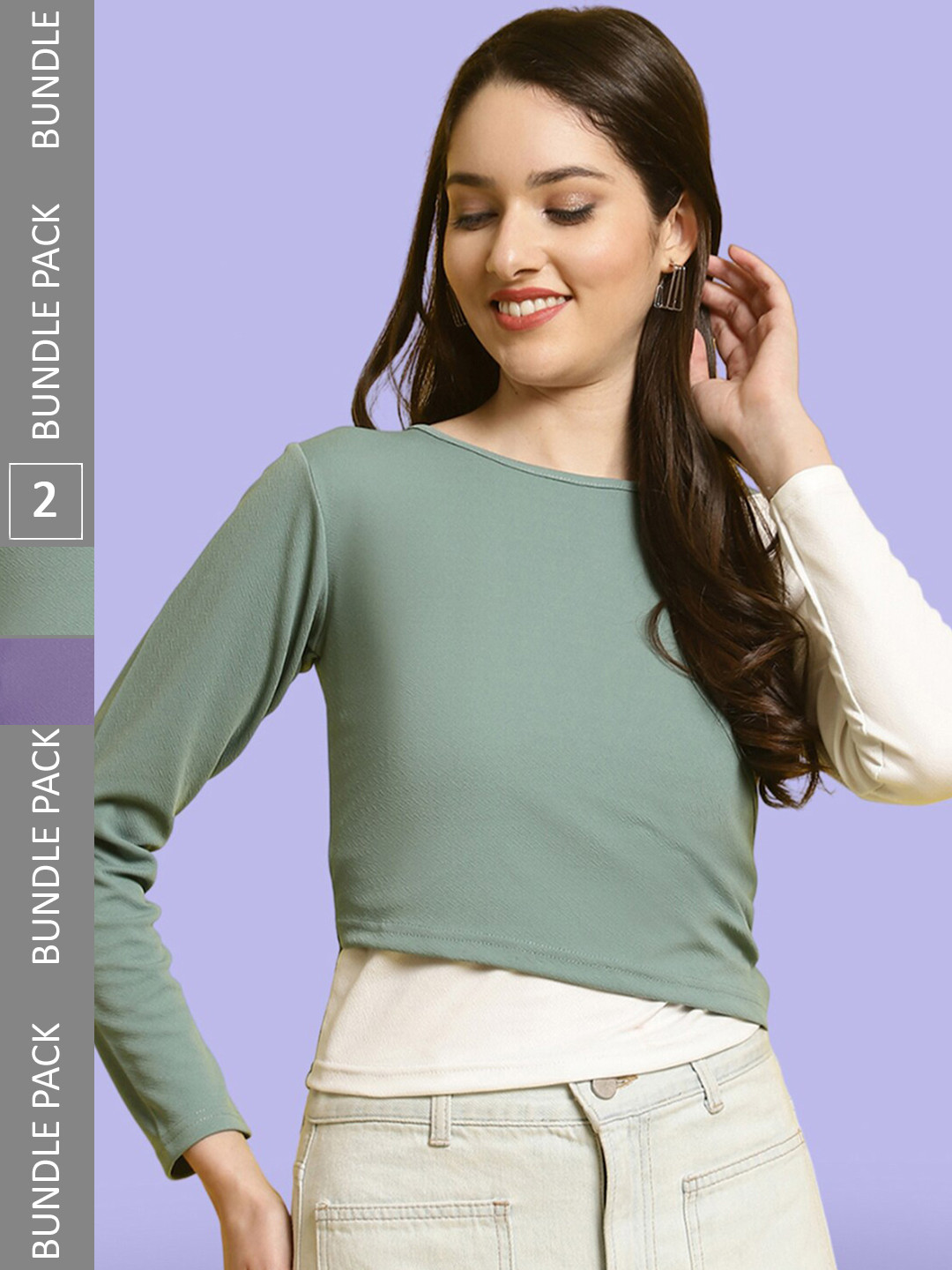 

BAESD Pack Of 2 Regular Tops, Green