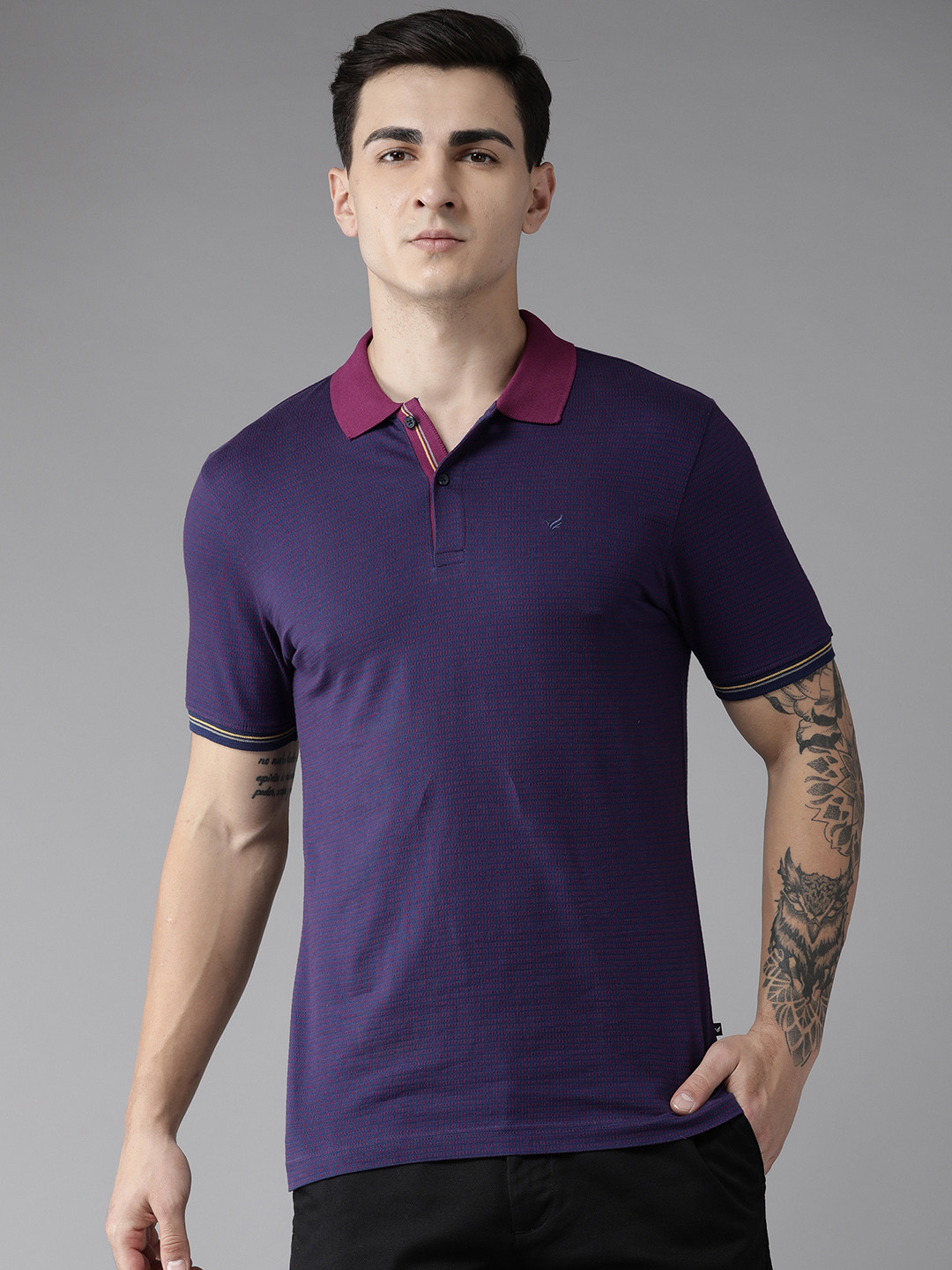 

Blackberrys Polo Collar Pure Cotton Slim Fit T-shirt, Navy blue