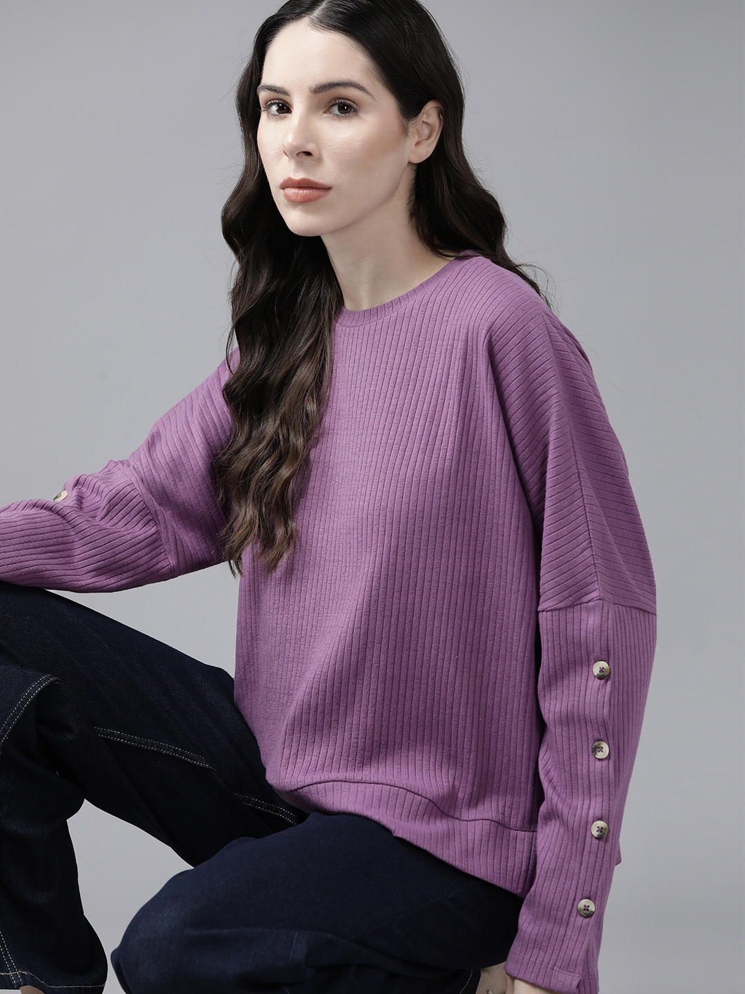 

The Roadster Lifestyle Co.Ribbed Top, Purple