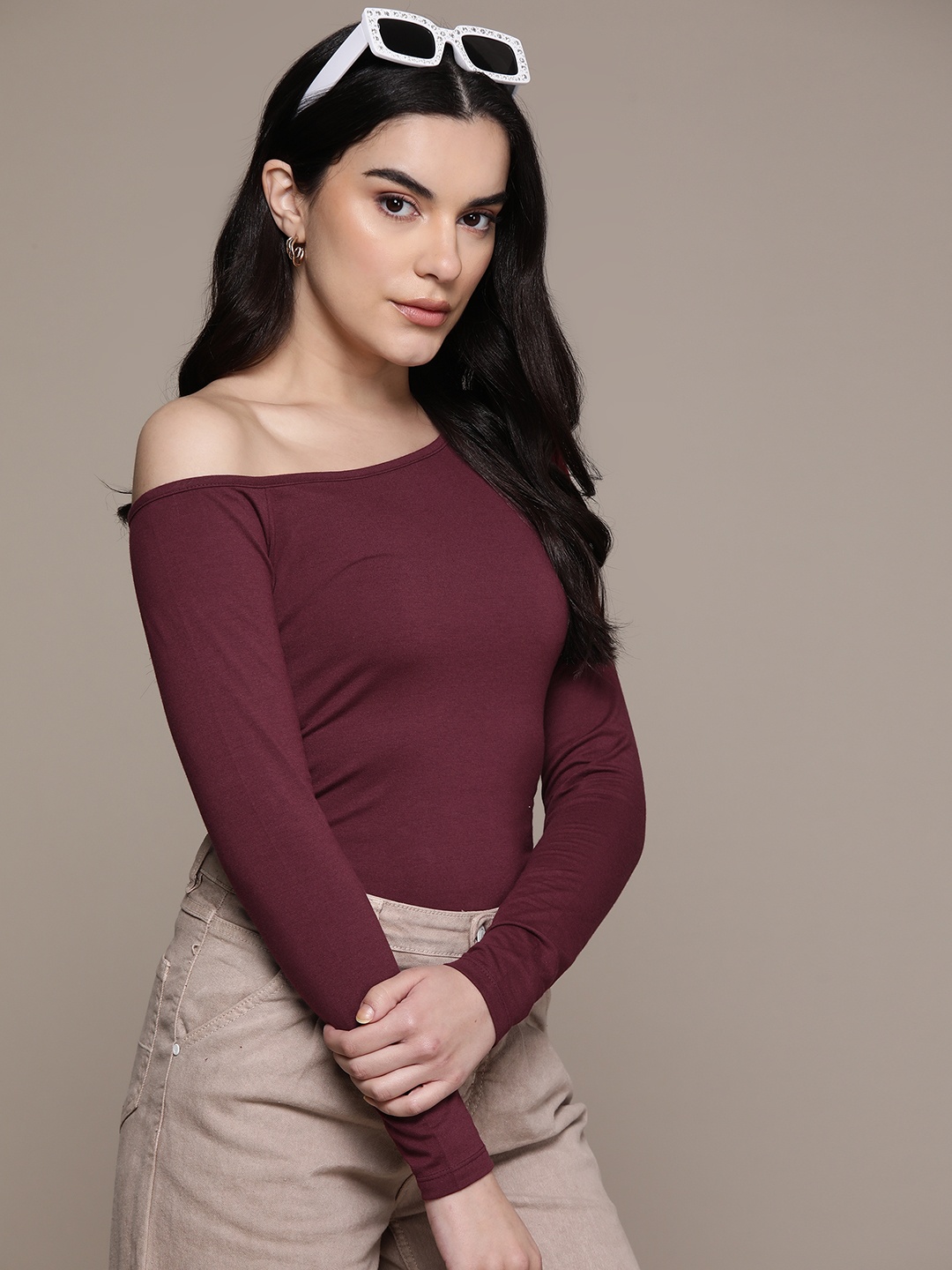 

The Roadster Lifestyle Co. One Shoulder Fitted Top, Burgundy