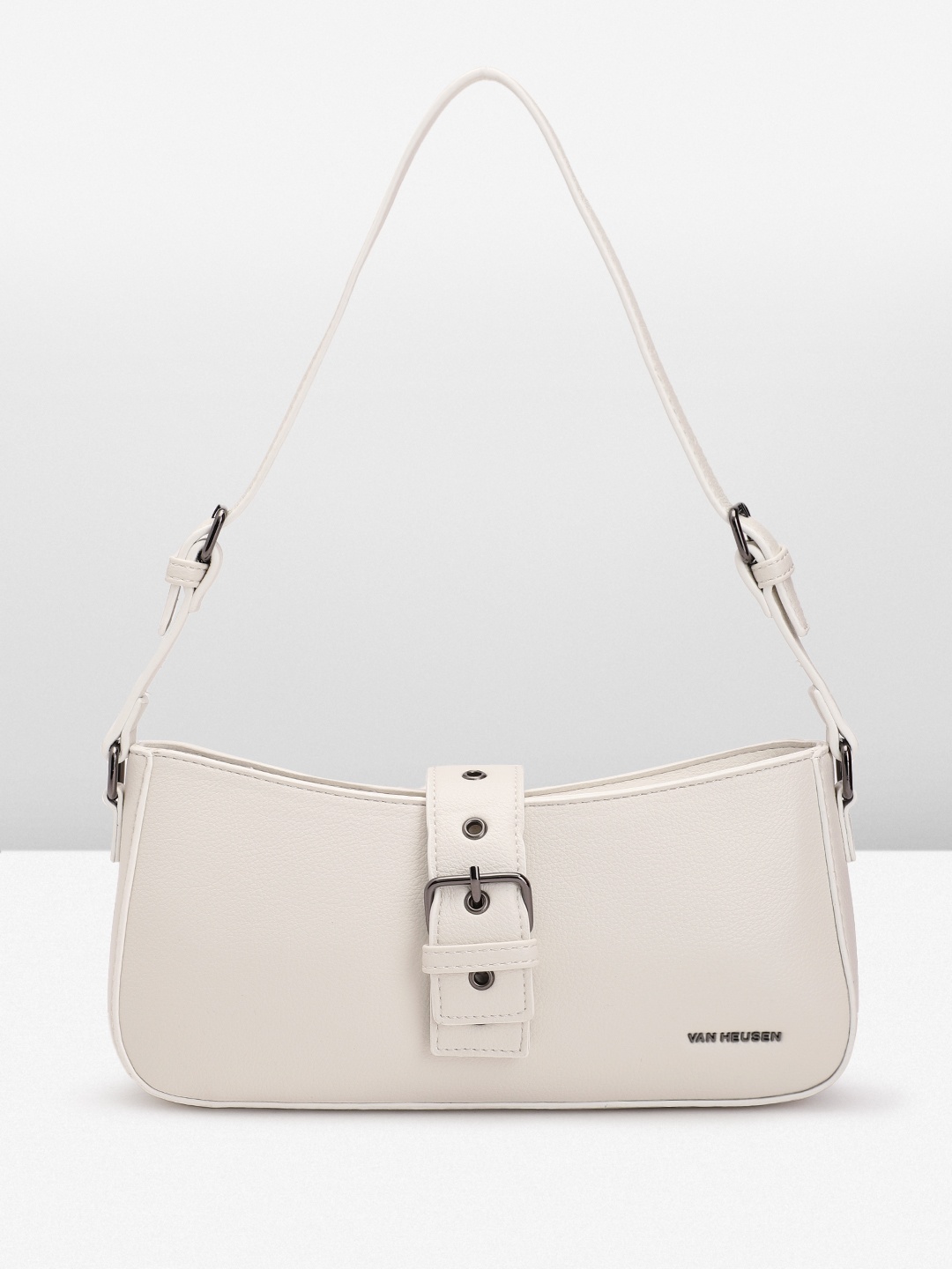 

Van Heusen Abstract Textured Structured Baguette Bag, Off white