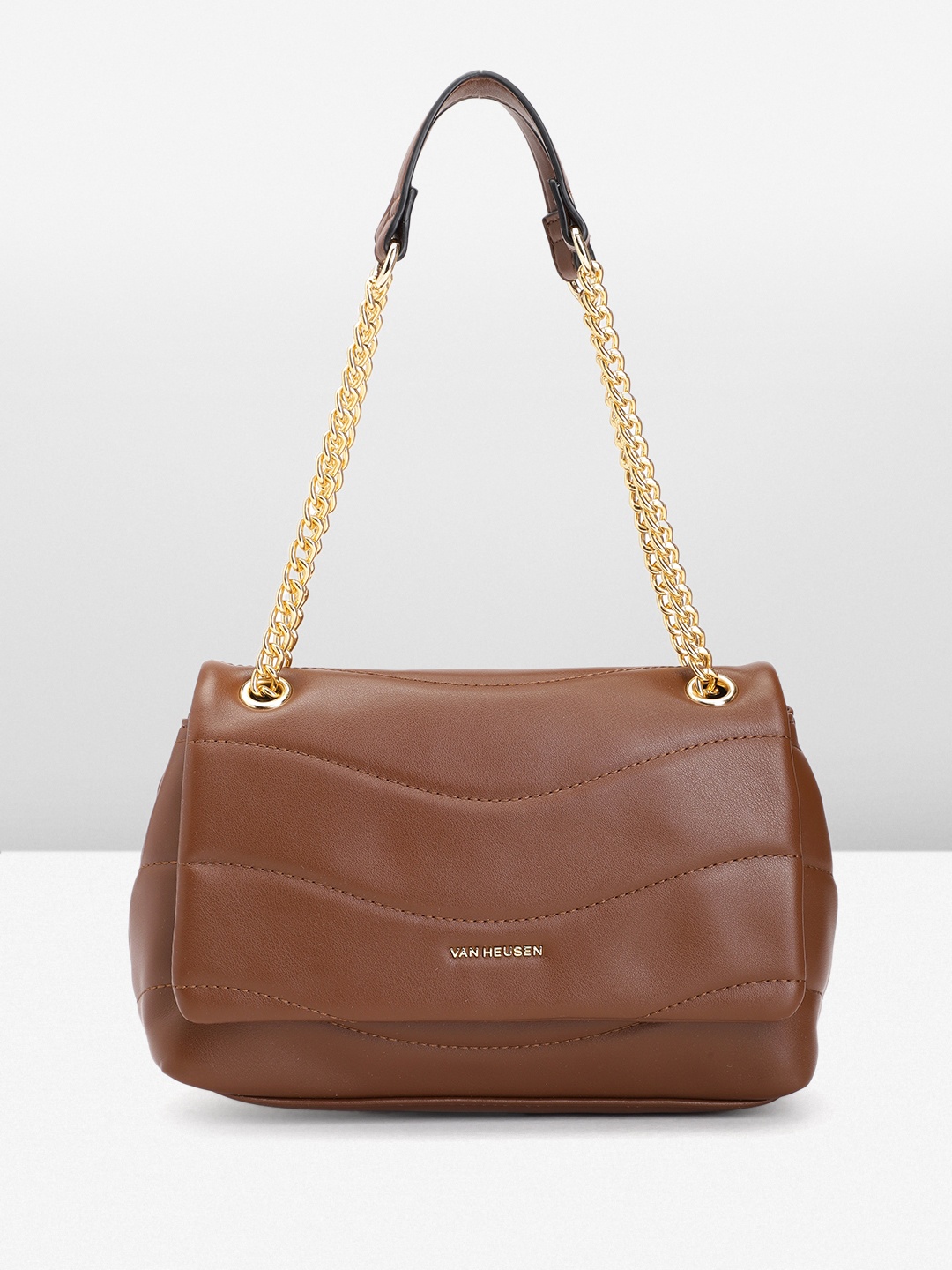 

Van Heusen Structured Shoulder Bag with Quilted Detail, Brown
