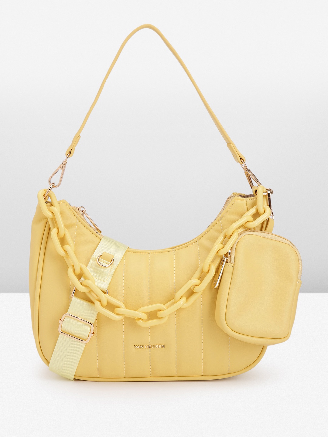 

Van Heusen Women Solid Hobo Bag, Yellow