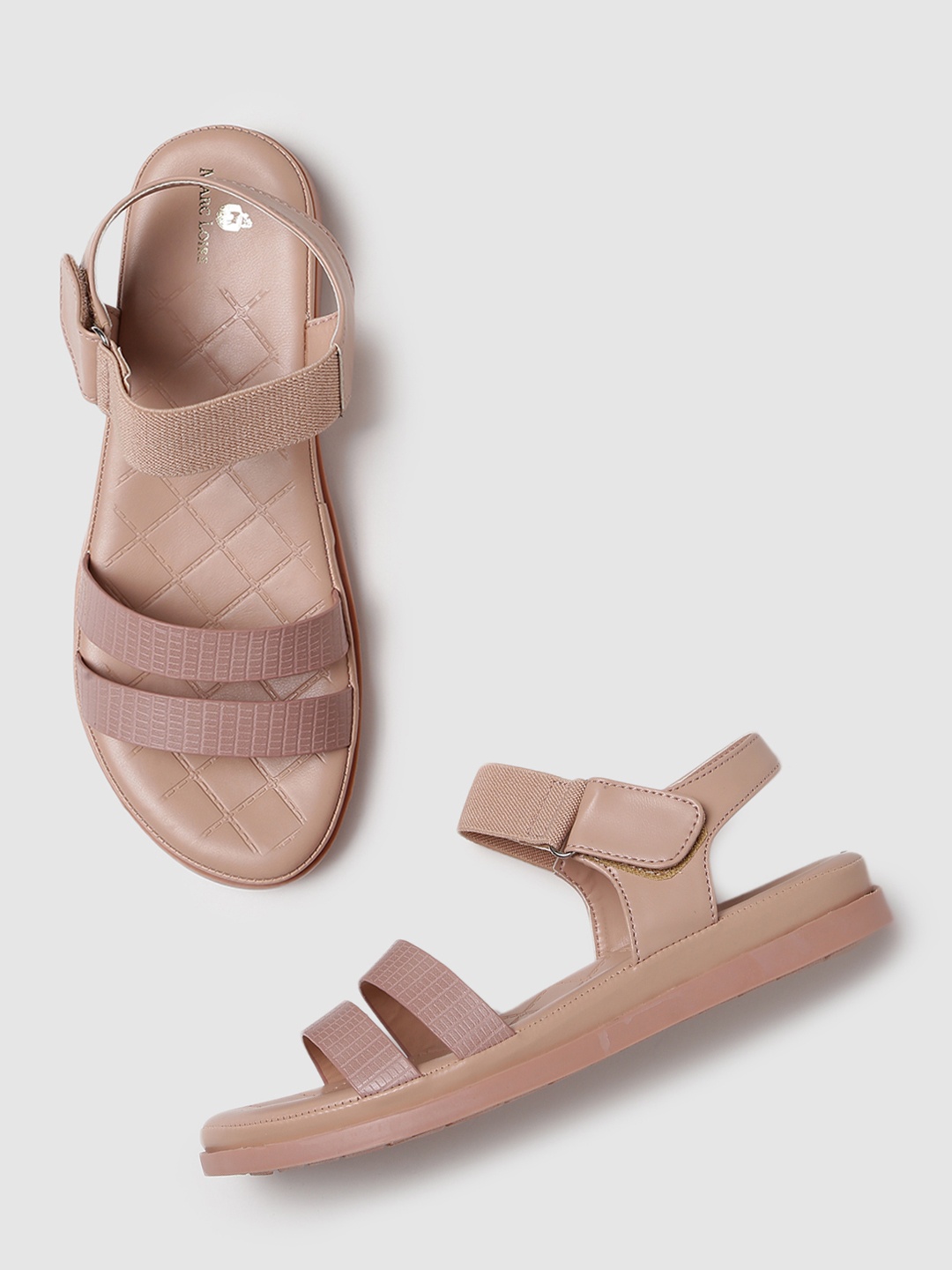 

Marc Loire Textured Open Toe Flats With Backstrap, Nude