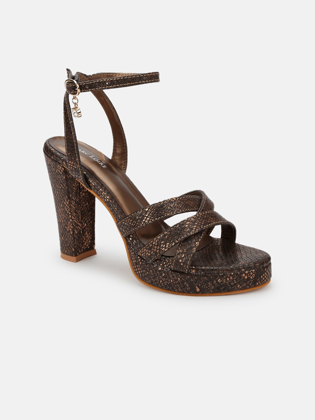 

Marc Loire Textured Strappy Platform Heels, Brown