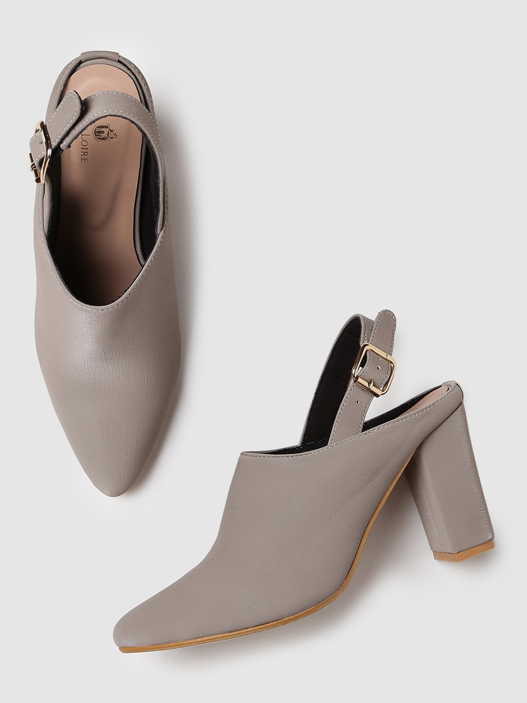 

Marc Loire Pointed Toe Block Heel Mules, Grey