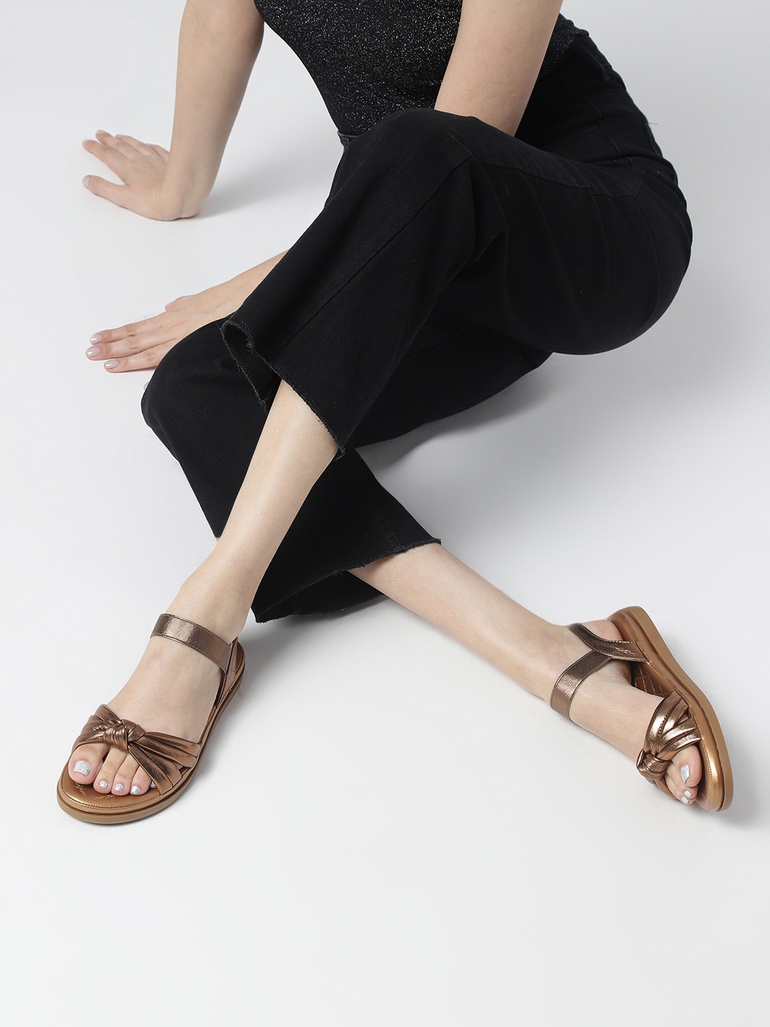

Marc Loire Textured Open Toe Flats, Copper