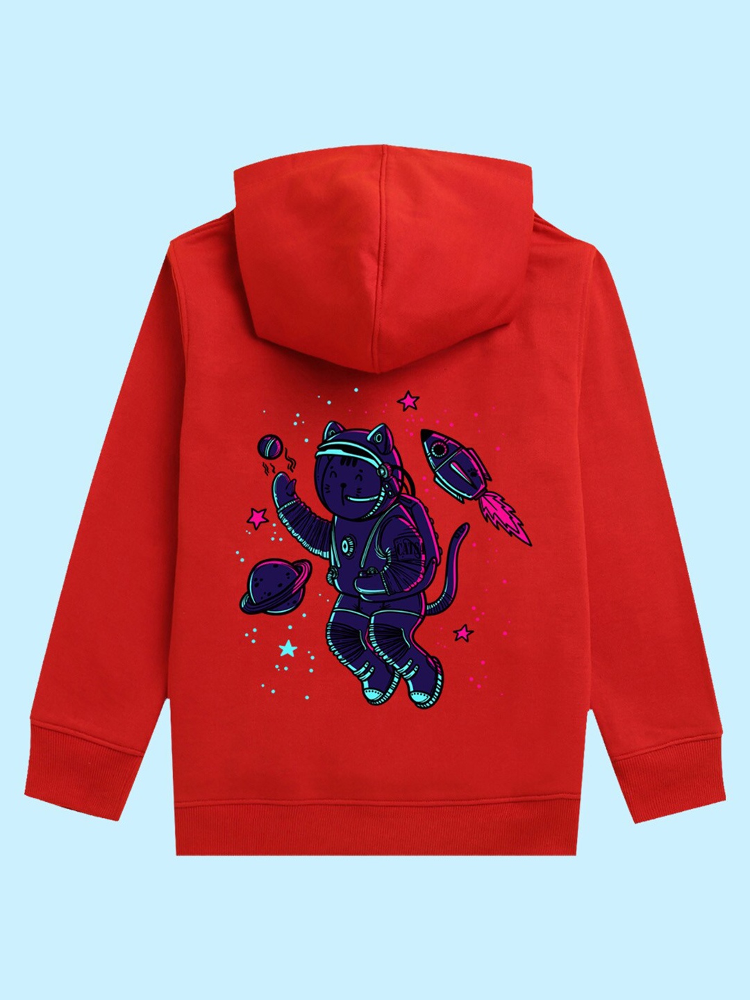 

NUSYL Unisex Kids Graphic Printed Hooded Fleece Pullover Sweatshirt, Red