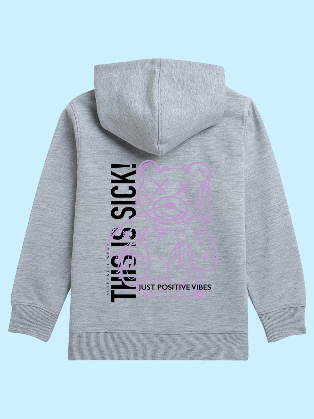 

NUSYL Kids Typography Printed Hooded Pullover Sweatshirt, Grey