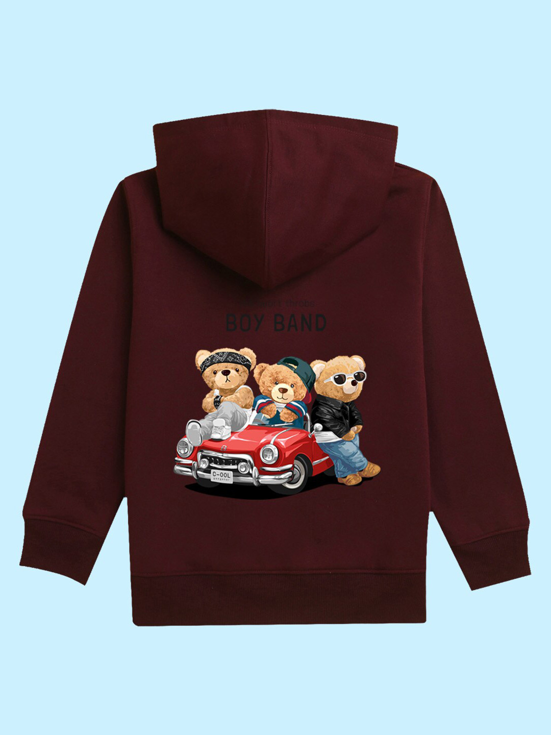

NUSYL Unisex Hooded Graphic Printed Pullover, Burgundy