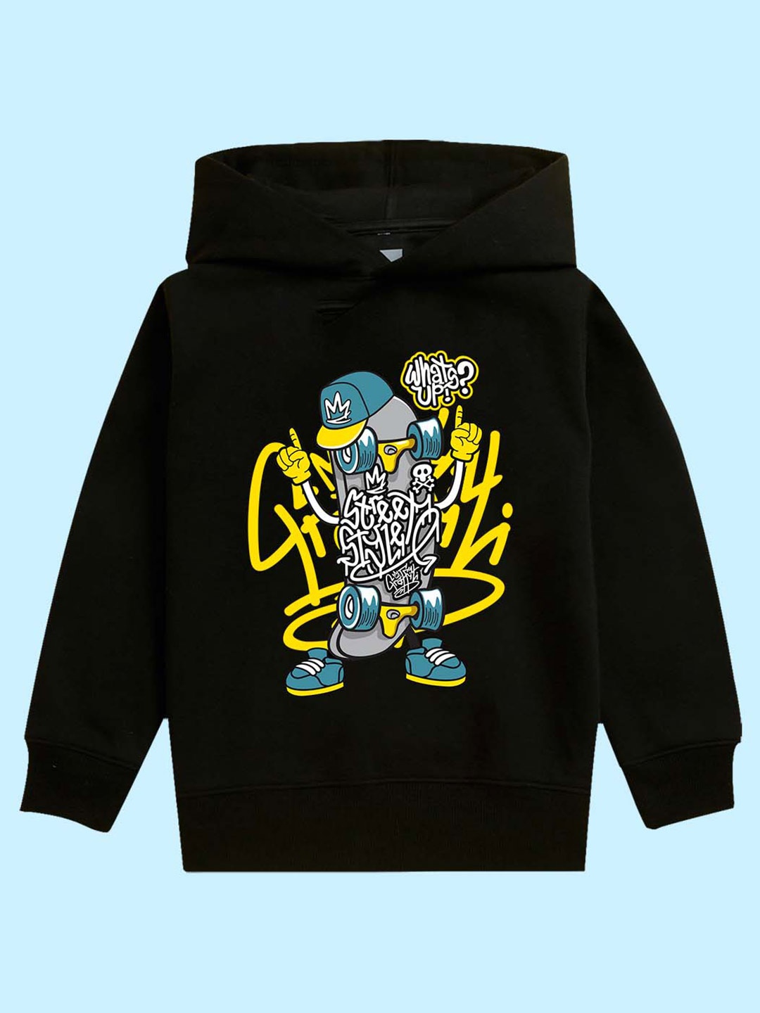 

NUSYL Kids Typography Printed Hooded Pullover Sweatshirt, Black