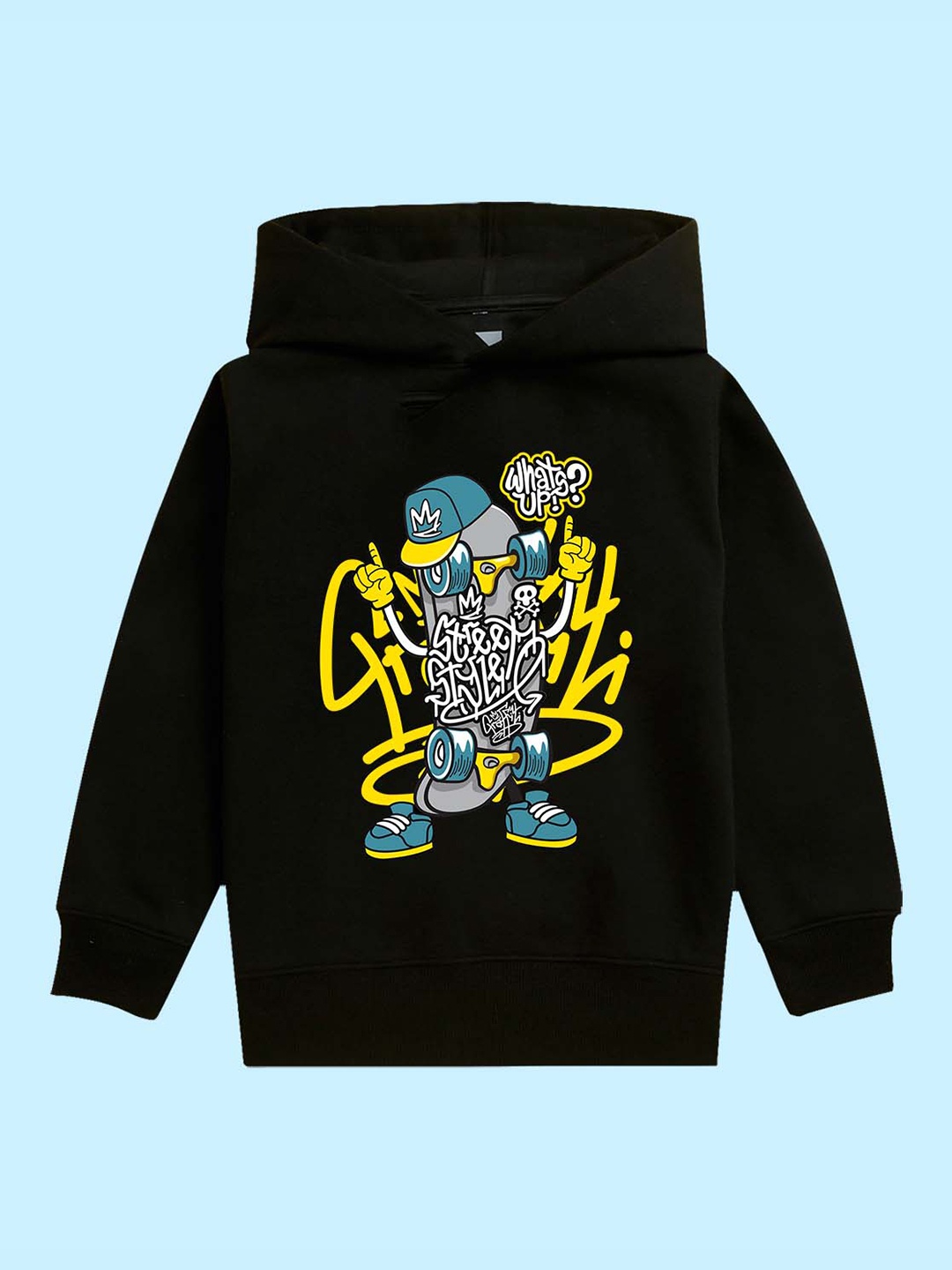 

NUSYL Kids Graphic Printed Hooded Sweatshirt, Black