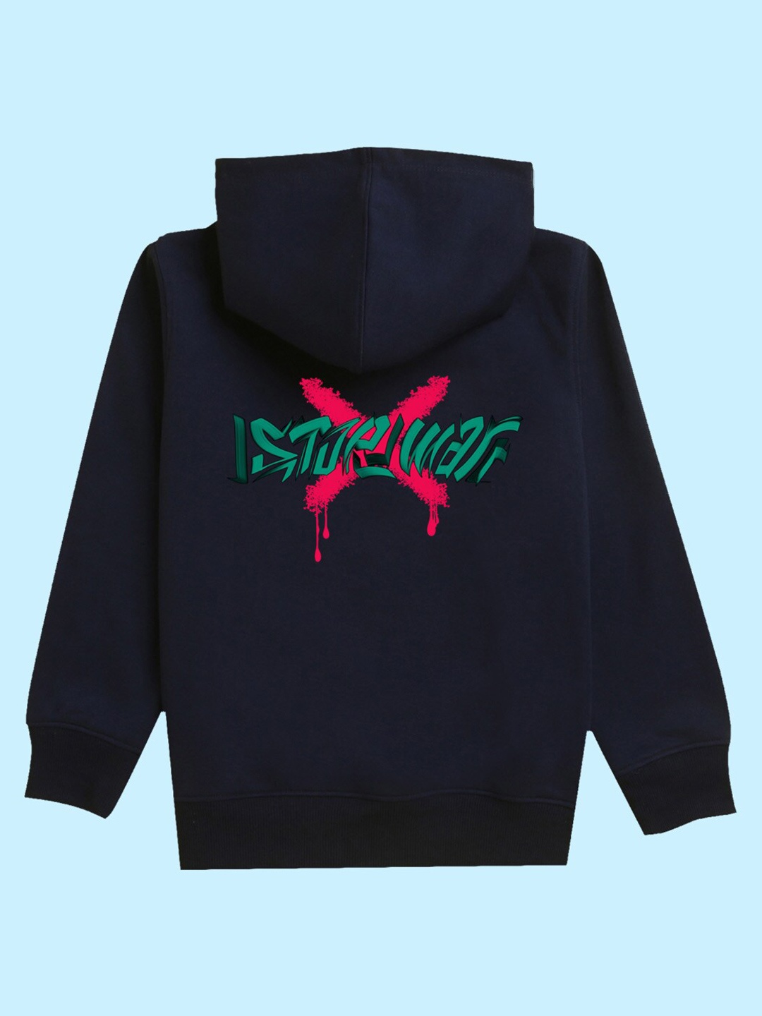 

NUSYL Unisex Kids Printed Hooded Fleece Sweatshirt, Blue
