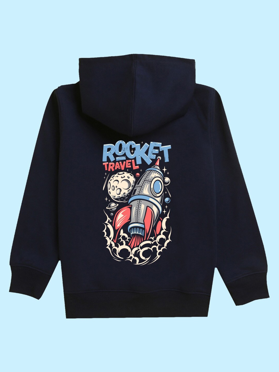 

NUSYL Kids Rocket Printed Hooded Pullover, Navy blue