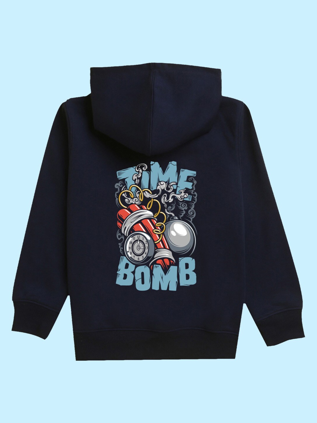 

NUSYL Kids Time Bomb Printed Hooded Pullover Sweatshirt, Blue