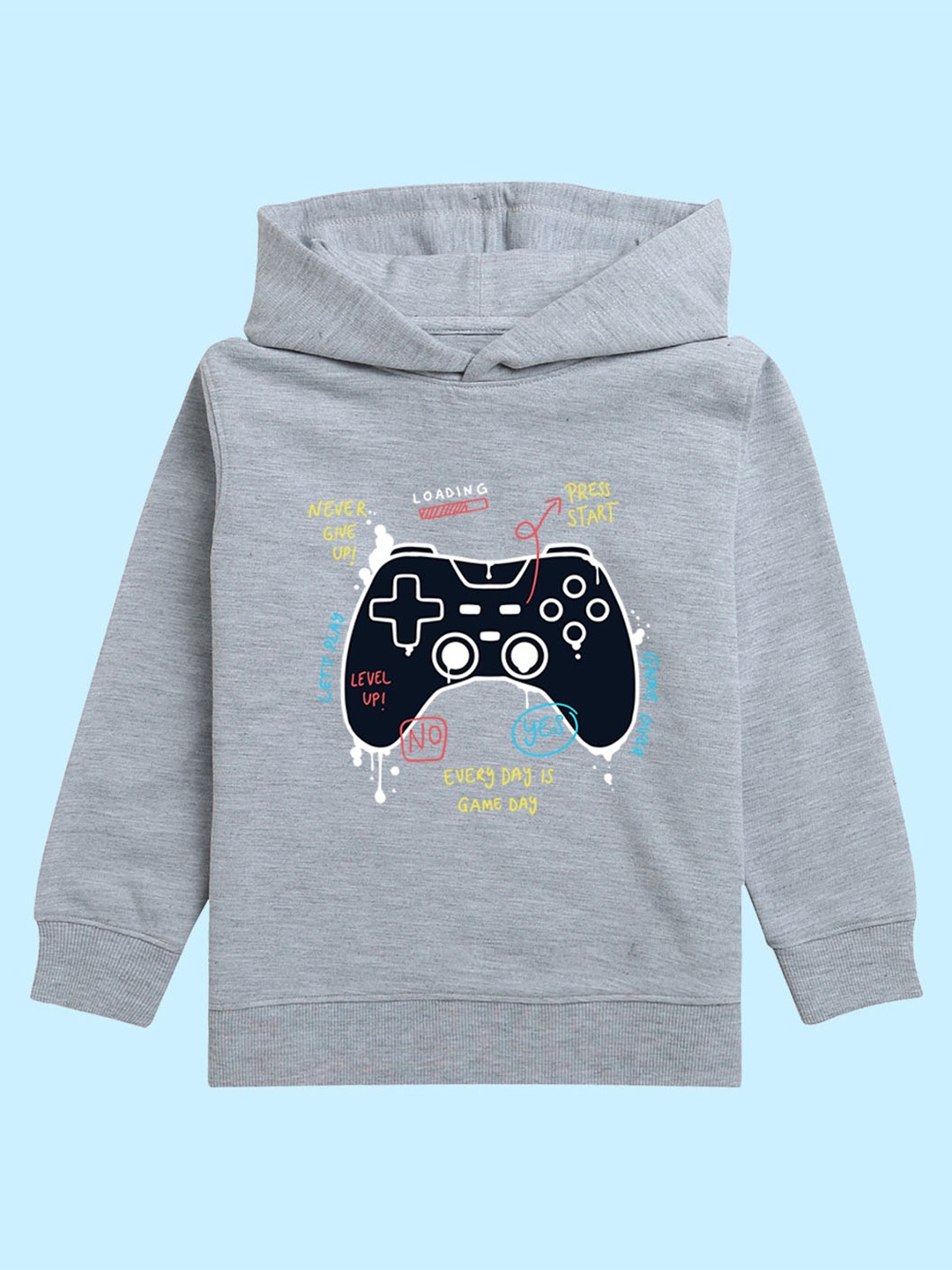 

NUSYL Kids Gaming Printed Hooded Pullover Sweatshirt, Grey