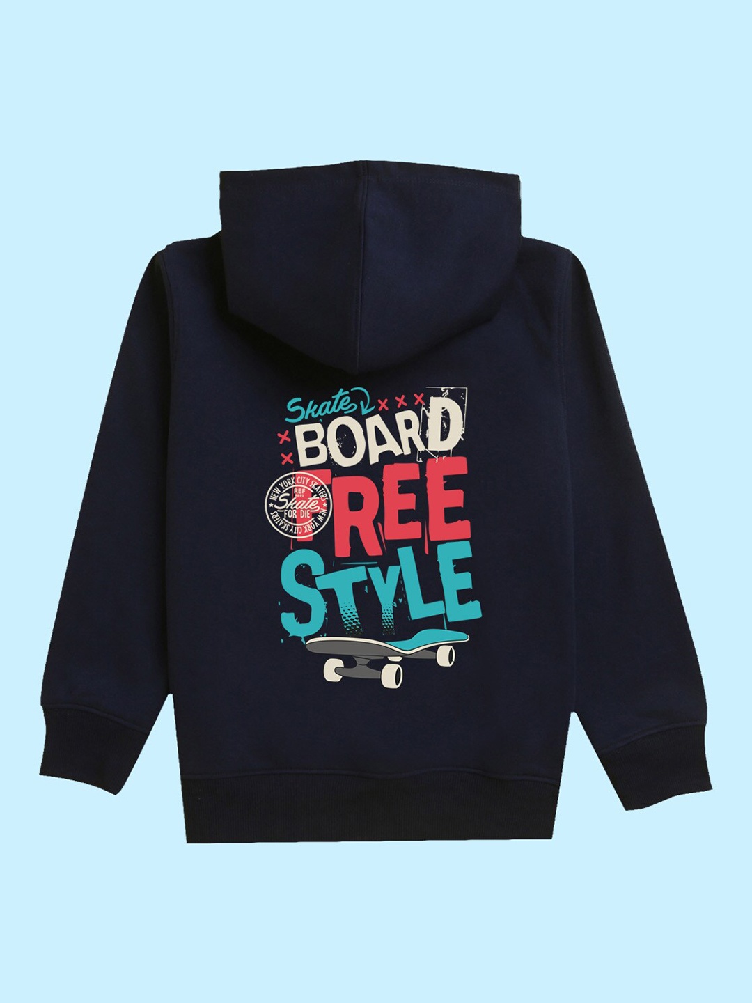 

NUSYL Kids Typography Printed Hooded Pullover, Navy blue