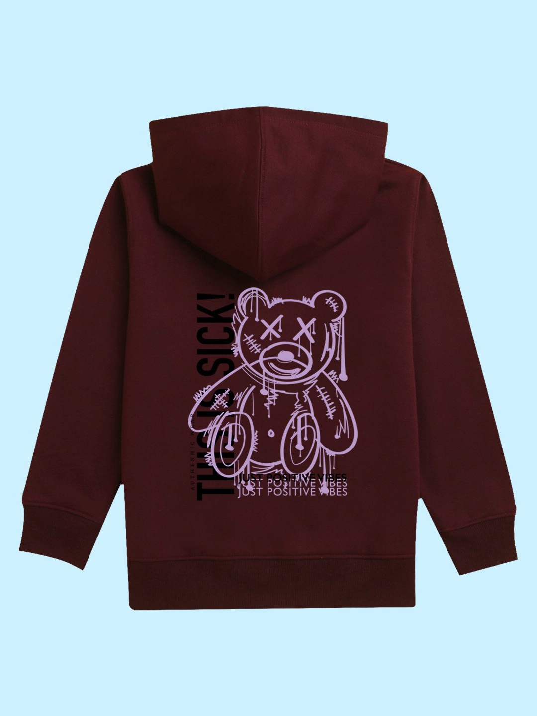 

NUSYL Kids Graphic Printed Hooded Sweatshirt, Maroon