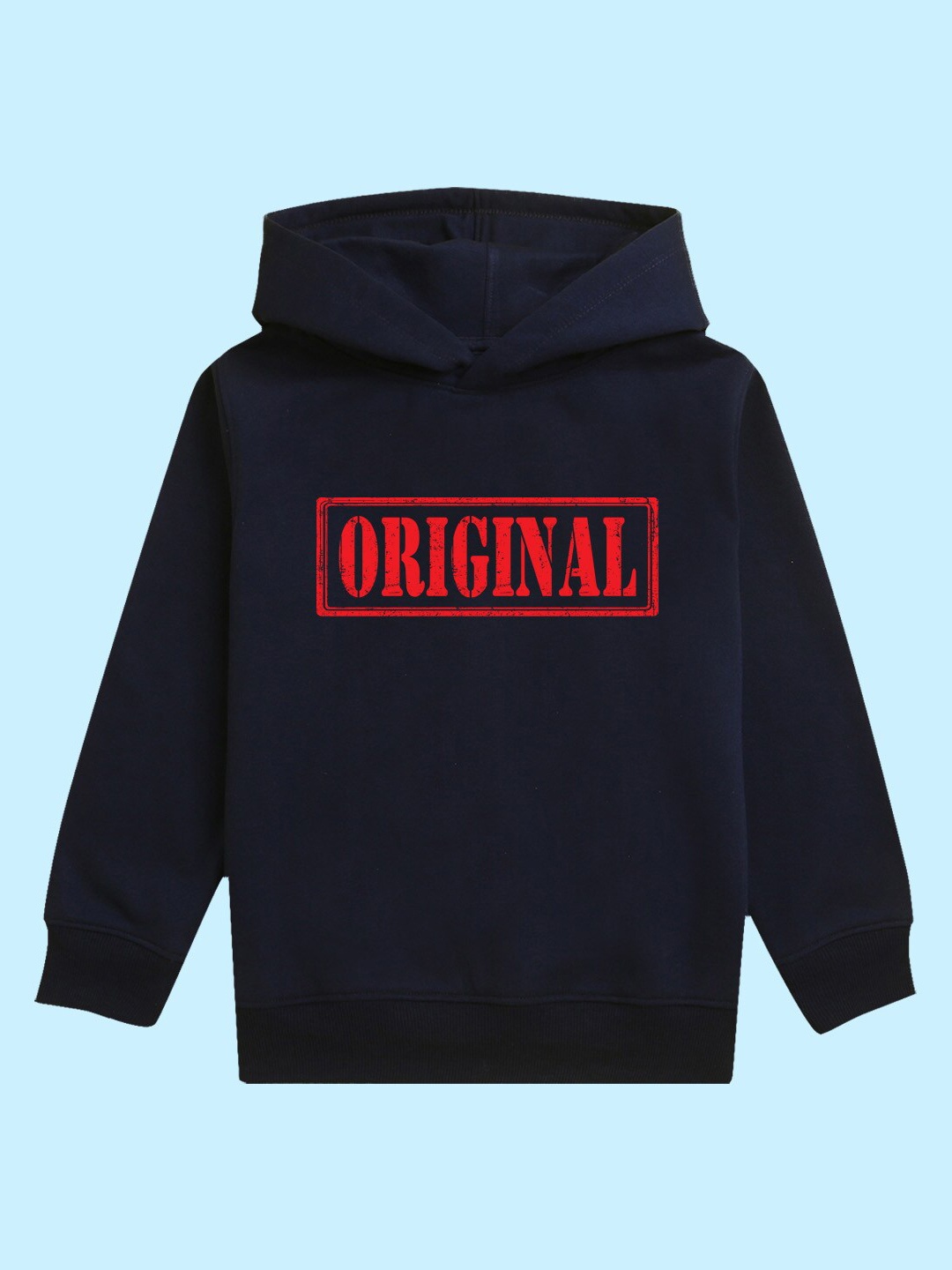 

NUSYL Unisex Kids Typography Printed Hooded Fleece Sweatshirt, Blue