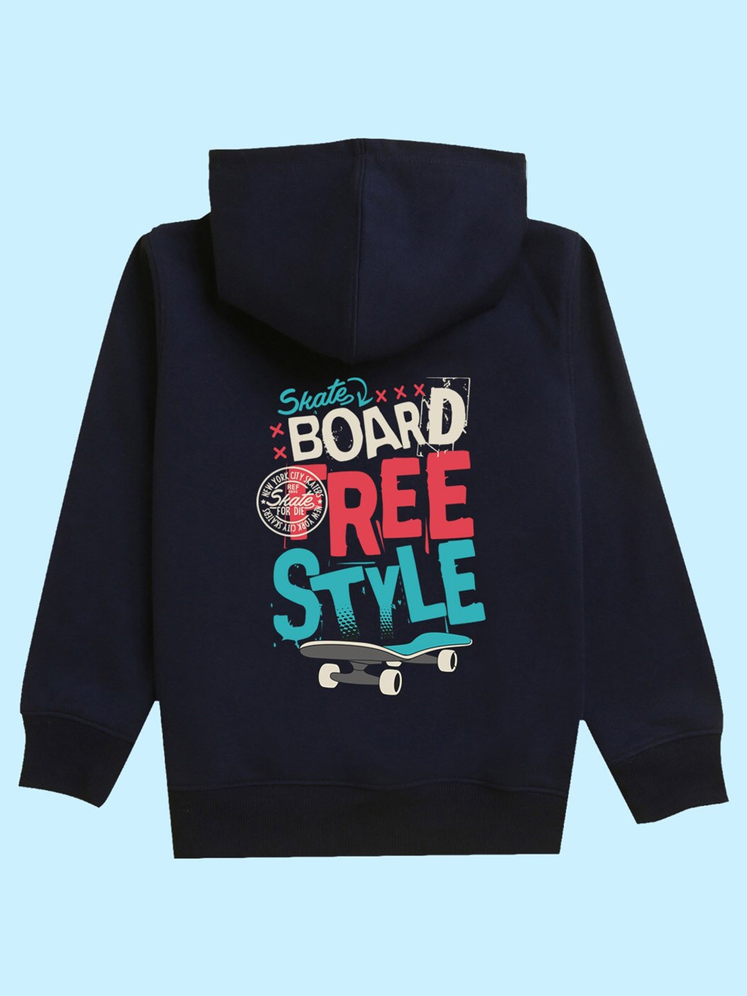 

NUSYL Kids Typography Printed Hooded Fleece Sweatshirt, Navy blue