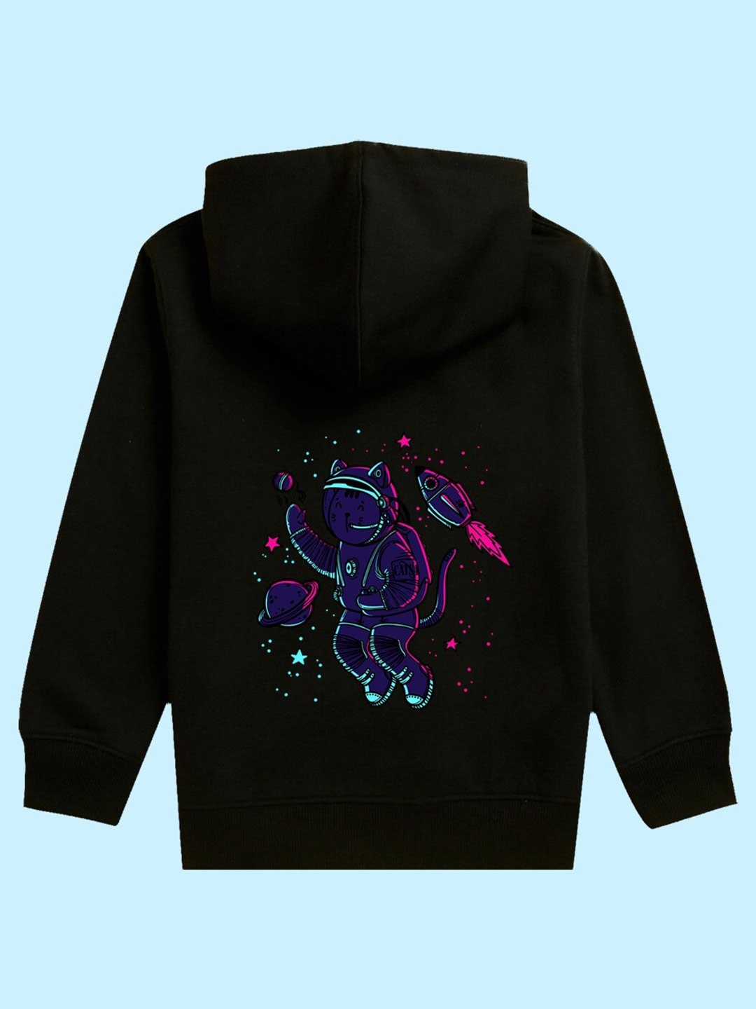 

NUSYL Kids Graphic Printed Hooded Fleece Sweatshirt, Black
