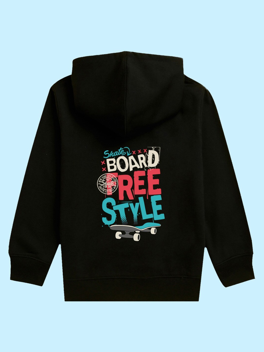 

NUSYL Kids Typography Printed Hooded Fleece Sweatshirt, Black