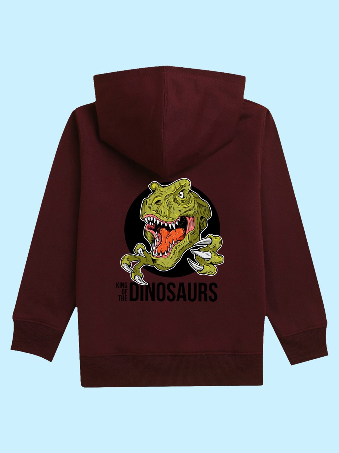 

NUSYL Unisex Kids Dinosaur Printed Hooded Fleece Sweatshirt, Maroon