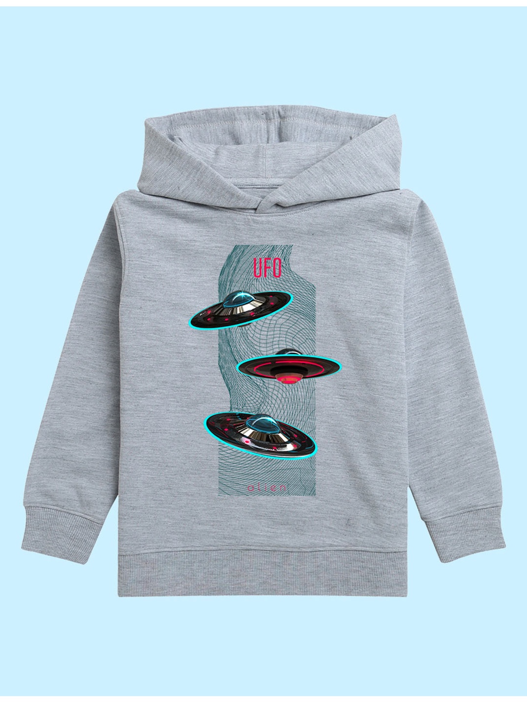 

NUSYL Kids Space Printed Hooded Pullover Sweatshirt, Grey