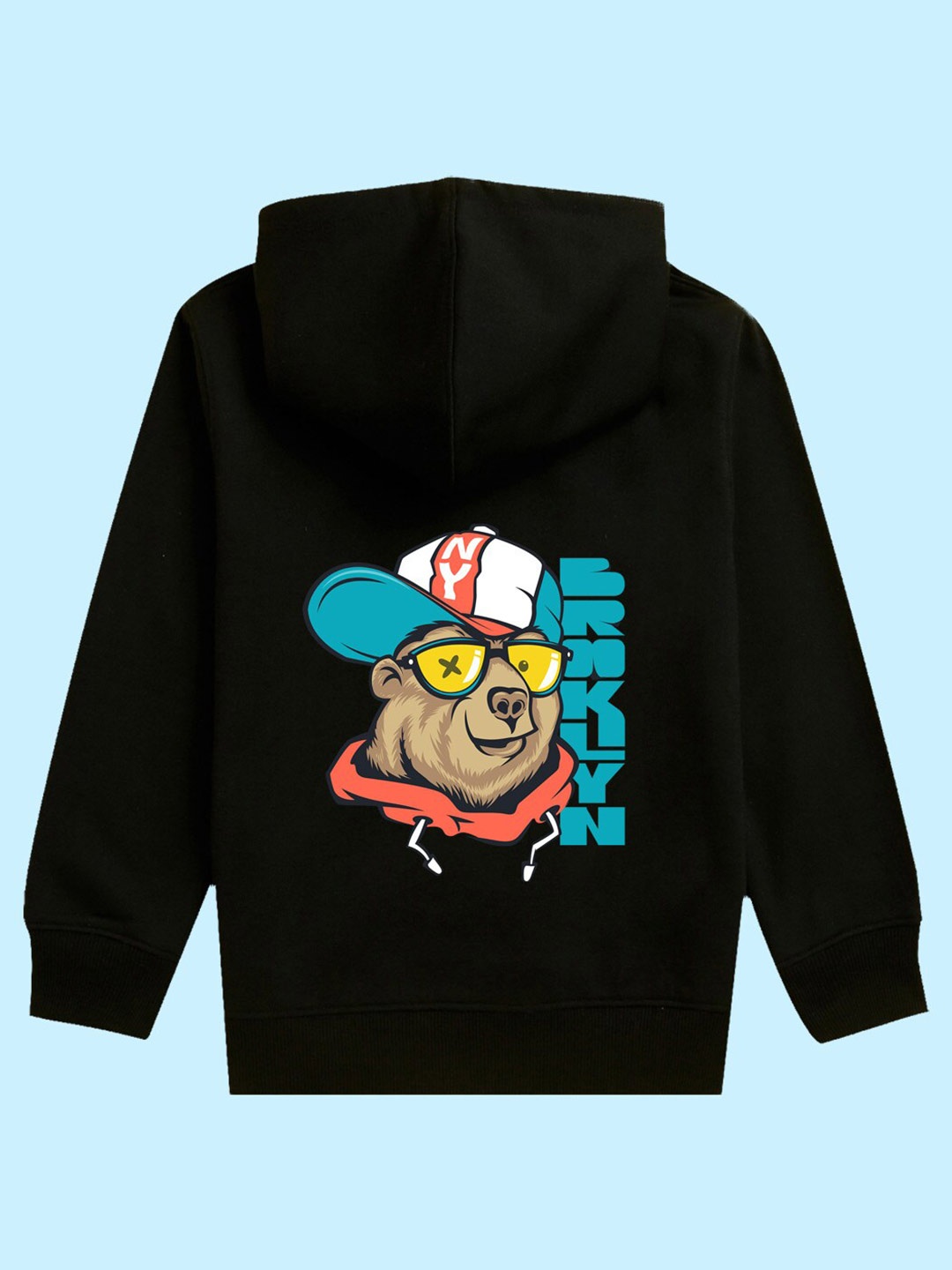 

NUSYL Kids Graphic Printed Hooded Sweatshirt, Black