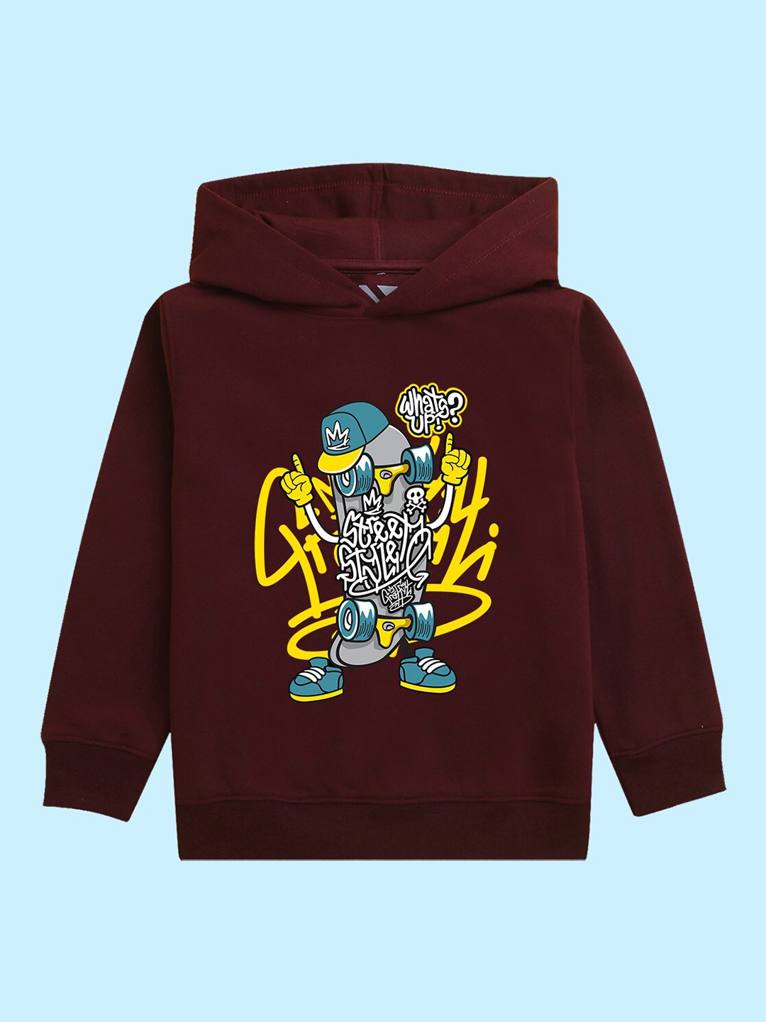 

NUSYL Kids Printed Hooded Pullover Sweatshirt, Maroon